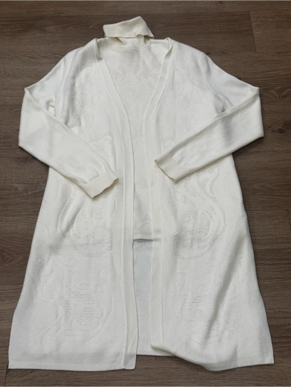 Chico’s Ivory Floral Knit Sweater Tank & Cardigan Set Size 1/M
